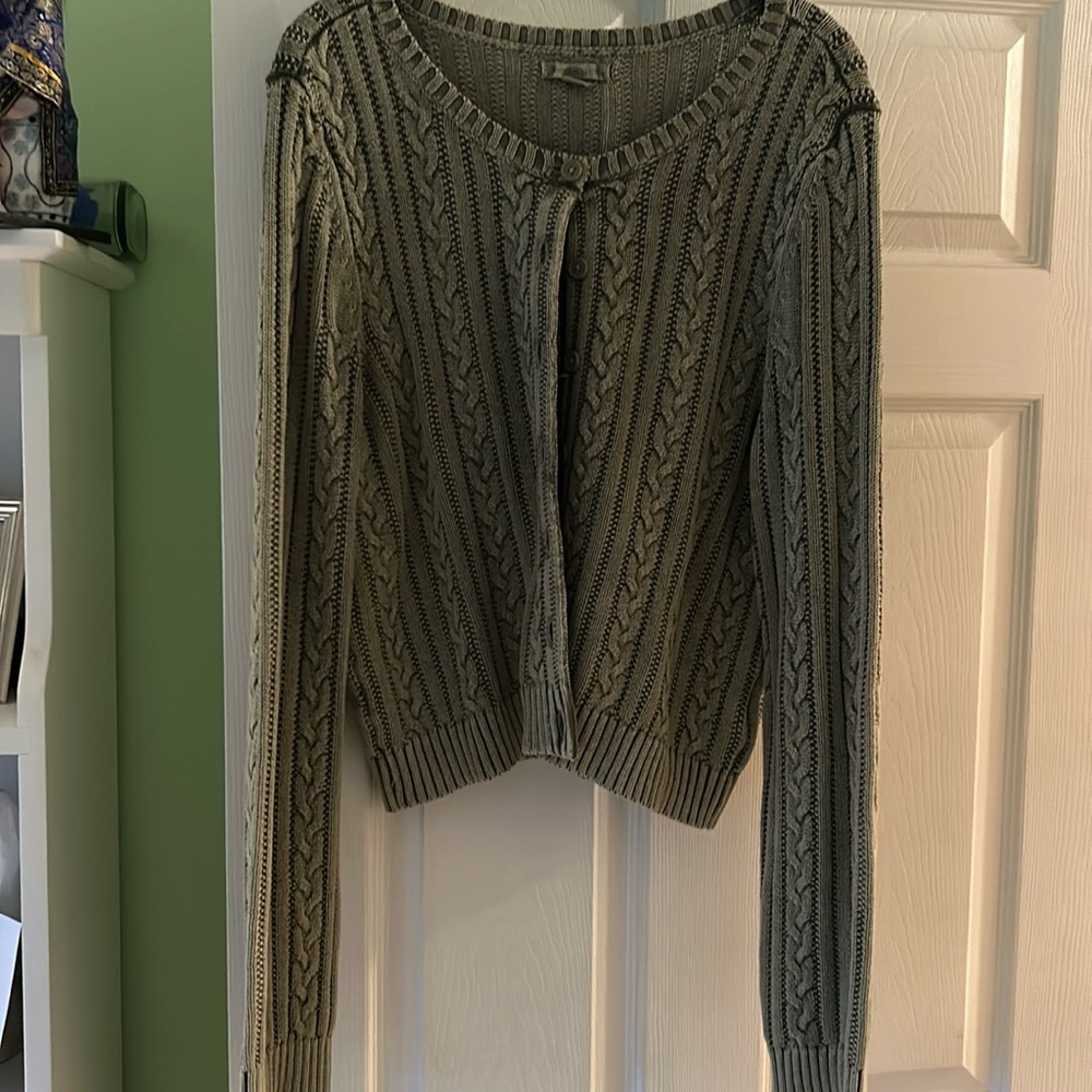 Olive green cropped sweater from American eagle